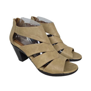 EuroSoft Women's Size 9.5 Viviana Beige 3 1/4"‎ Heeled Open Toe Sandal Nuetral